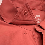 LavaRock Classic MicroFiber shirt closeup showing button under collar.