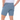 Blue shorts worn by a person on a white background