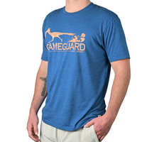 Man wearing GameGuard Hydro Blue Graphic Tee