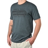 Man wearing GameGuard Charcoal Graphic Tee